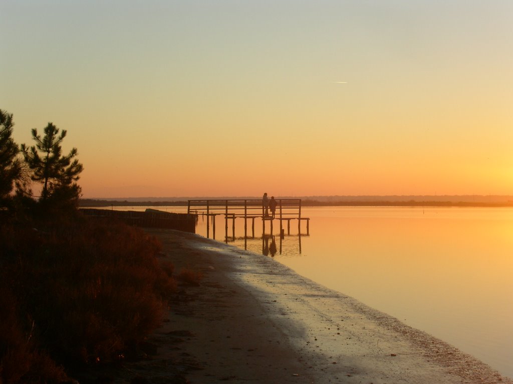 Valle di Marina Romea, pontile al tramonto