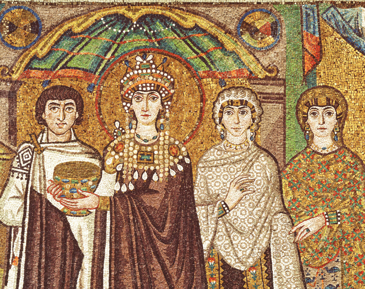 Theodora's procession, detail - Basilica of San Vitale (Ravenna)