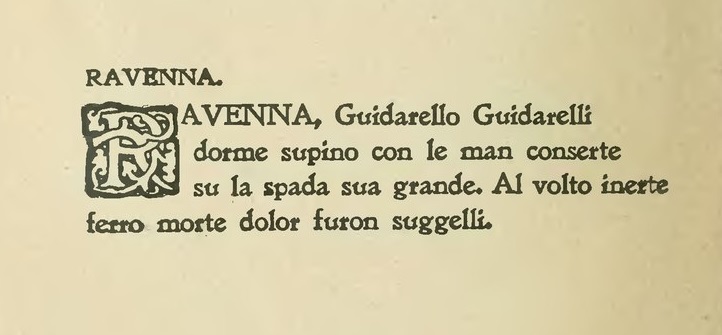 Poesia scritta da Gabriele d'Annunzio in onore del Guidarello