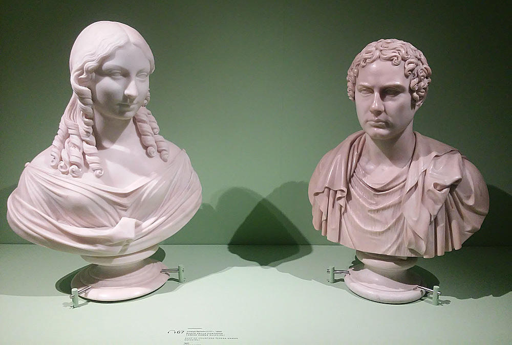 Busts of Teresa Gamba Guiccioli and Lord Byron, preserved in the Classense Library