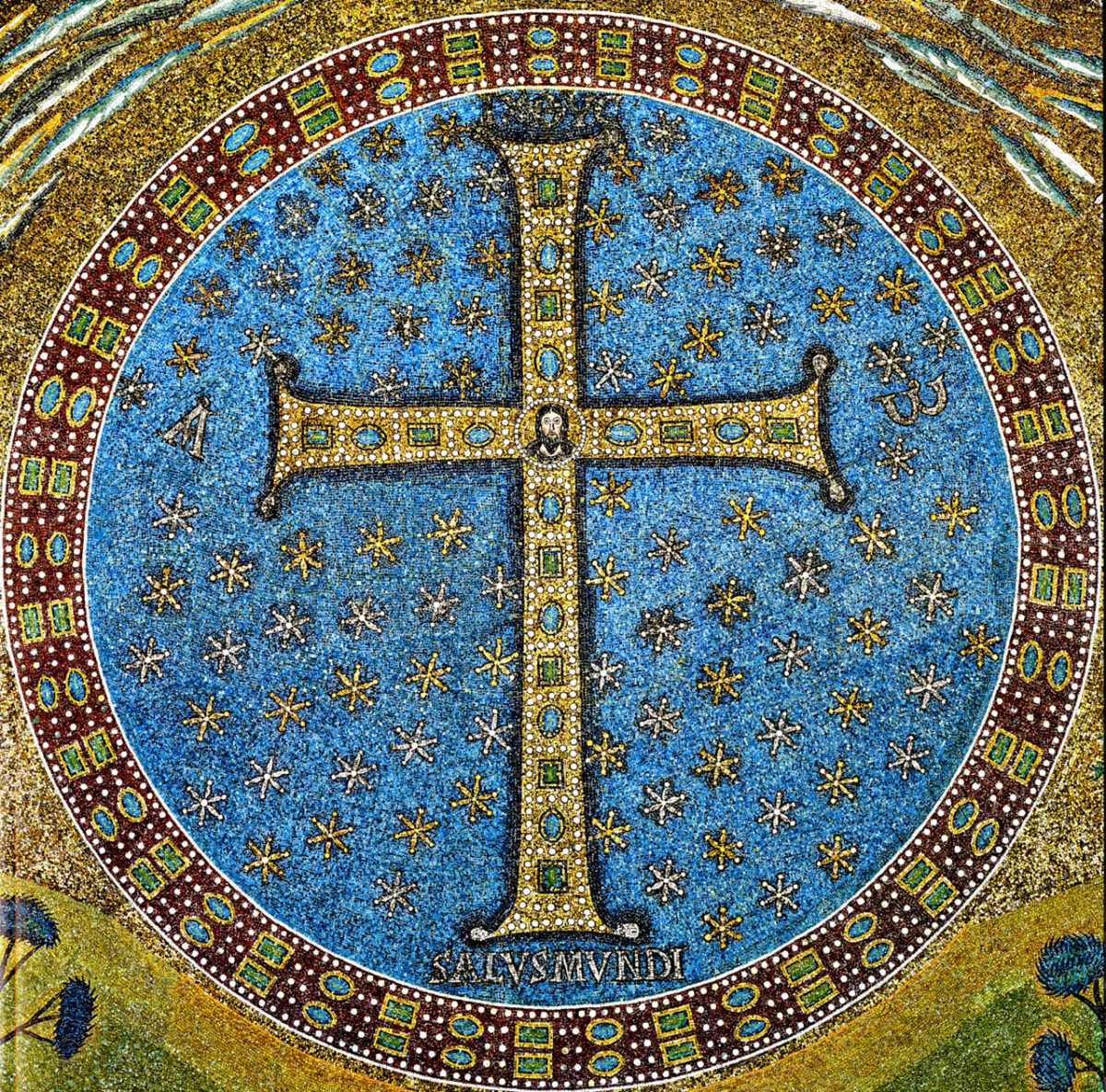 Mosaic cross in the apse of the Basilica of Sant'Apollinare in Classe (Ravenna)