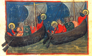 Depiction of Galla Placidia surviving the shipwreck (Manuscript 406) 