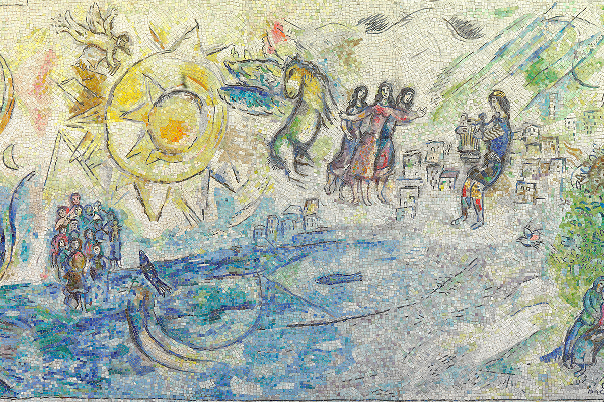 Marc Chagall, Orpheus, 1971, mosaico realizzato da Heidi e Lino Melano, Coll. John et Evelyn Nef donné à la National Gallery, Washington Photo Lee Ewing. © Chagall ®, SIAE 2025